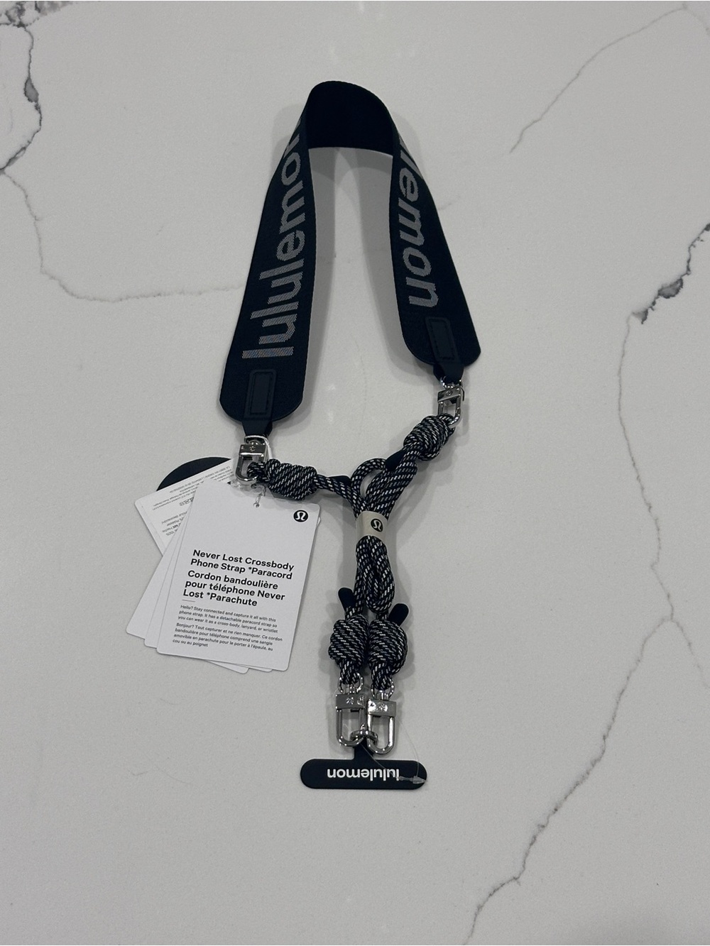 Lululemon Never Lost Crossbody Phone Strap *Paracord* Black NWT